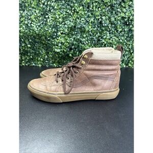 Vans Sk8-Hi MTE High Leather Brown Herringbone Lace Up Sneakers Men's Shoes 10